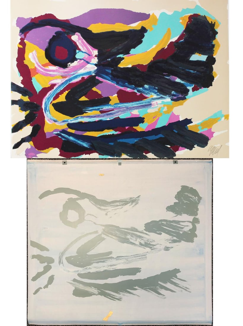 Karel Appel - Nesting Bird with Original Plates III: Artist: Karel Appel Title: Nesting Bird with Original Plates III Year: 1978 Dimensions: 21 1/2in. by 29in. Edition: From the Rare Limited Edition of 160 Medium: Original Lithograph in Colors/