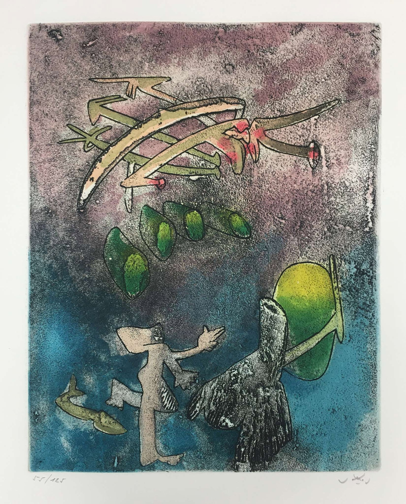 Roberto Matta - Untitled 9 from Centre Noeuds: Artist: Roberto Matta Title: Untitled 9 from Centre Noeuds"""" Year: 1974 Dimensions: 24 x 17 1/2 in. Edition: Numbered from the limited edition of 125 Publisher: Editions George Visat Suite: Centre