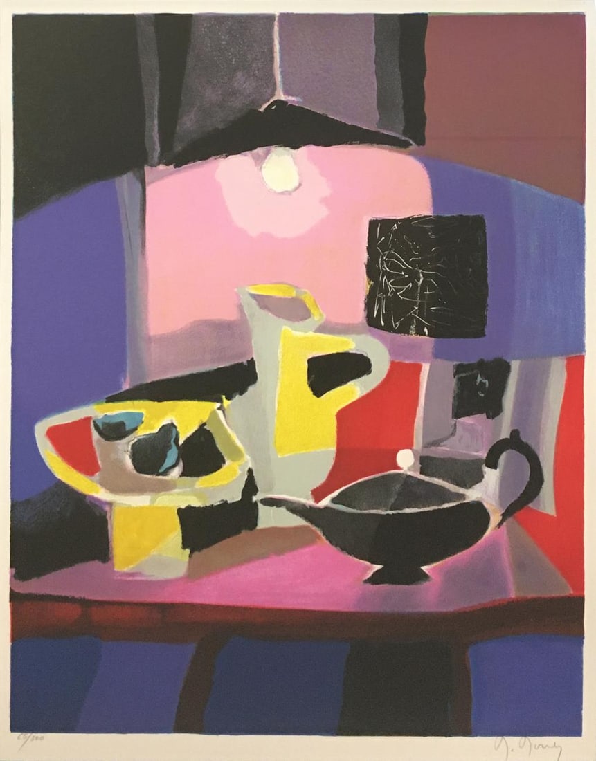 Marcel Mouly - Nature Morte a L Abat Jour: Artist: Marcel Mouly Title: Nature Morte a L Abat Jour Year: 2000 Dimensions: 23 1/2in. by 17 1/2in. Edition: Numbered from the Rare Limited Edition of 300 Medium: Original Lithograph in Colors on