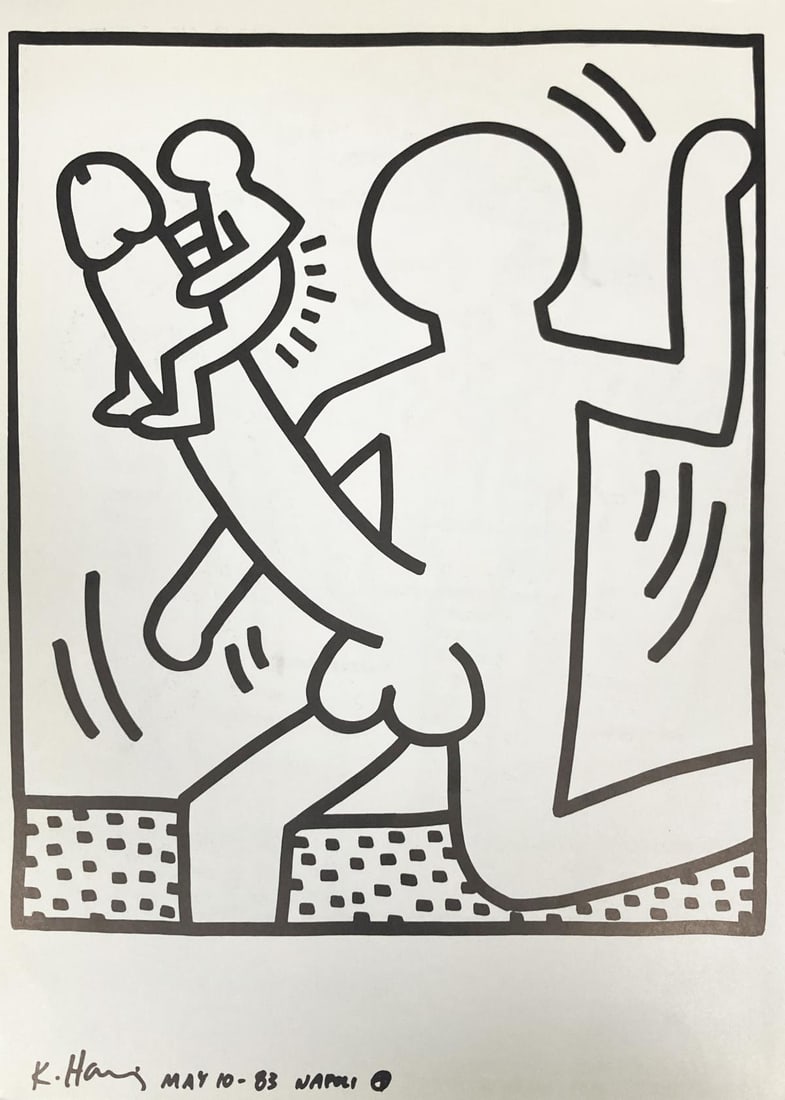 Keith Haring - Untitled XXIII: Artist: Keith Haring Title: Untitled XXIII Year: 1983 Dimensions: 12.5in. by 9.5in. Edition: From the rare limited edition Publisher: La Galerie de Poche Suite: Une Explosition du 15th Januier 1990
