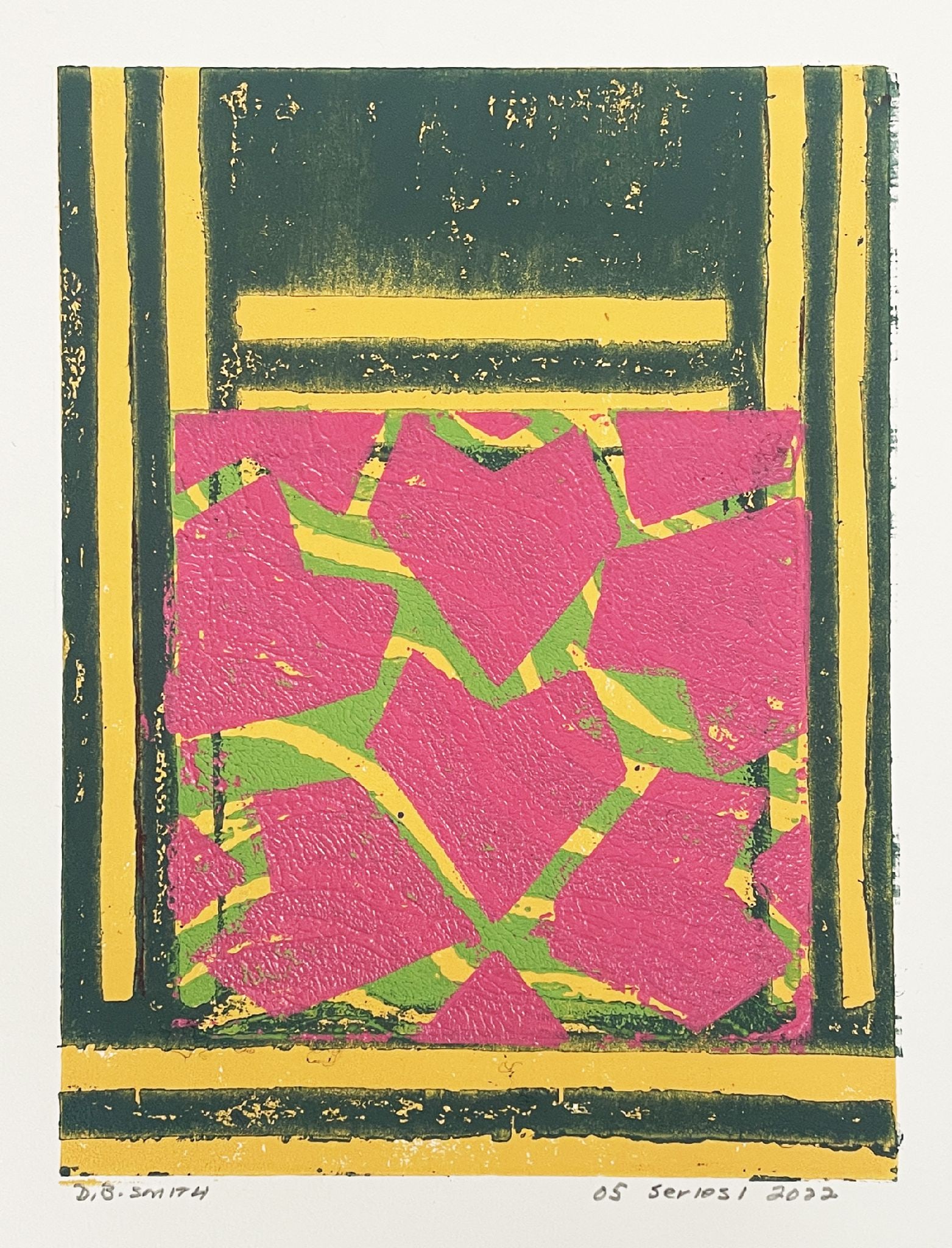 Diane Bateson-Smith - Japanese Woodblock: Artist: Diane Bateson-Smith Title: Japanese Woodblock Year: 2022 Dimensions: 9 x 12 in. Edition: Unique original one of a kind monotype Medium: Original woodblock print in colors on paper Condition: