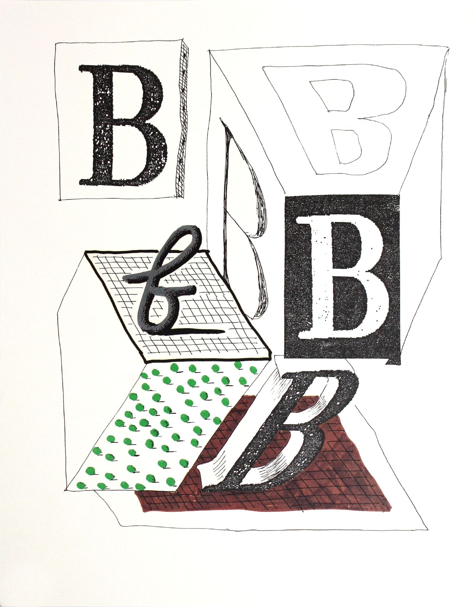 David Hockney - Letter B from "Hockney: Artist: David Hockney Title: Letter B from "Hockney's Alphabet" Year: 1991 Dimensions: 12 5/8in. by 9 5/8in. Edition: From the rare limited edition of 300 Publisher: Faber and Faber Limited London