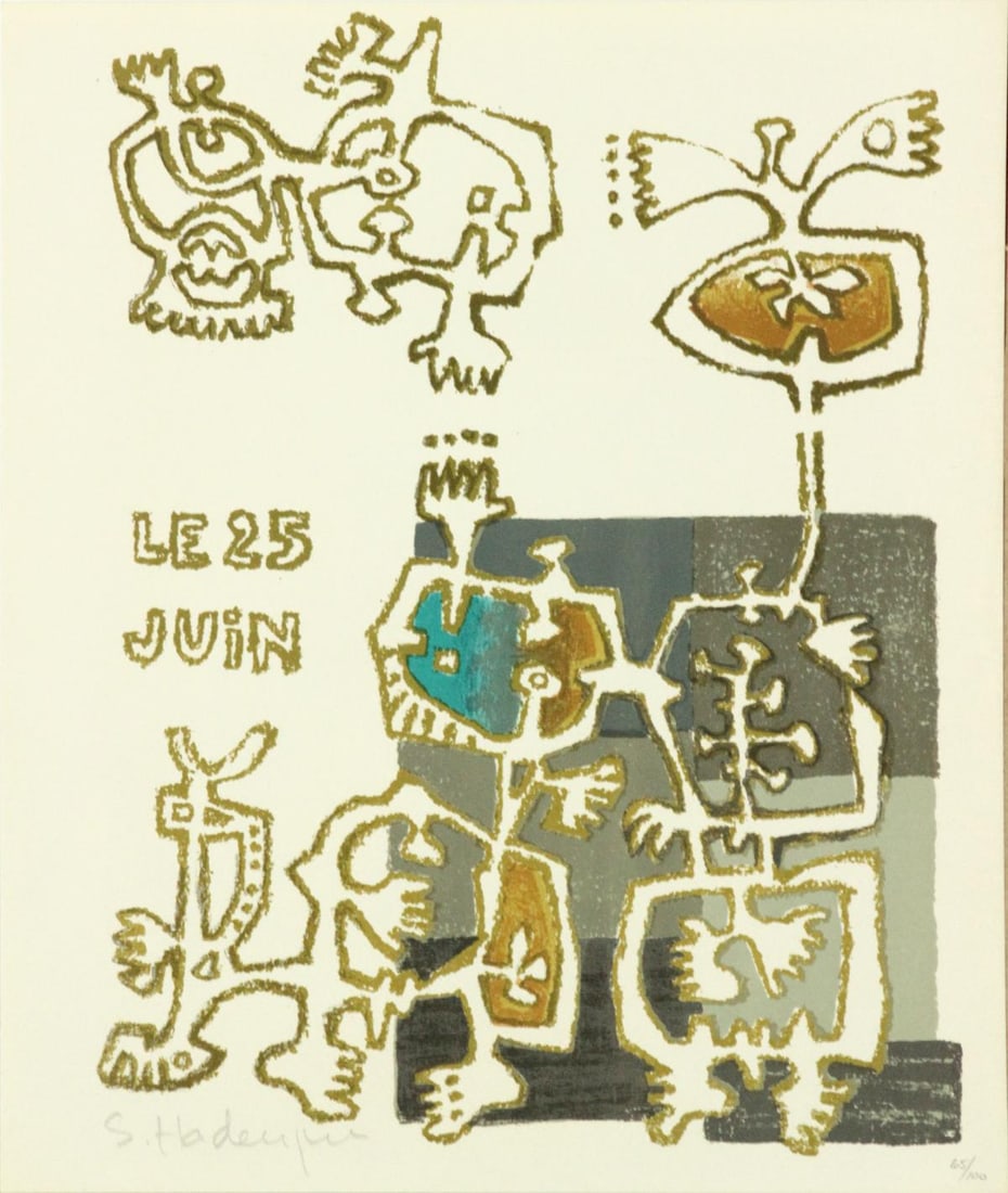 Sebastien Hadengue - Untitled: Artist: Sebastien Hadengue Title: Untitled Year: 1965 Dimensions: 9 7/8in. by 11 7/8in. Edition: From the rare limited edition of 100 Publisher: Verlag Gerd Hatje Medium: Original lithograph in