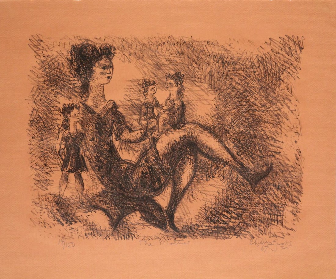 Chaim Gross - Mother: Artist: Chaim Gross Title: Mother Year: 1967 Dimensions: 13in. by 17in. Edition: From the rare limited edition of 150 Medium: Original lithorgraph on paper Condition: Excellent Signature Details: