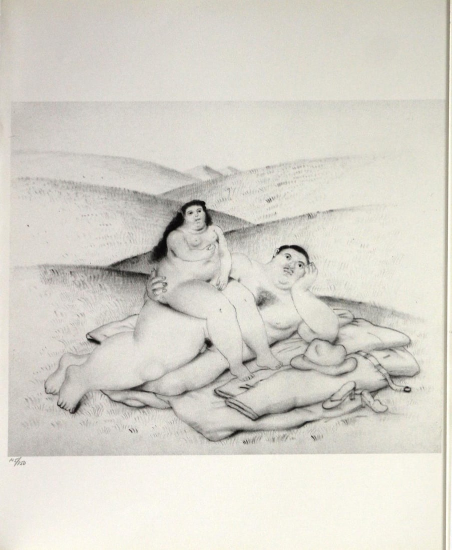 Fernando Botero (After) - The Couple on the Grass: Artist: Fernando Botero (After) Title: Untitled From "Dessins et Aquarelles" Year: 1984 Dimensions: 13in. by 15.75in. Edition: From the limited edition Publisher: Editions