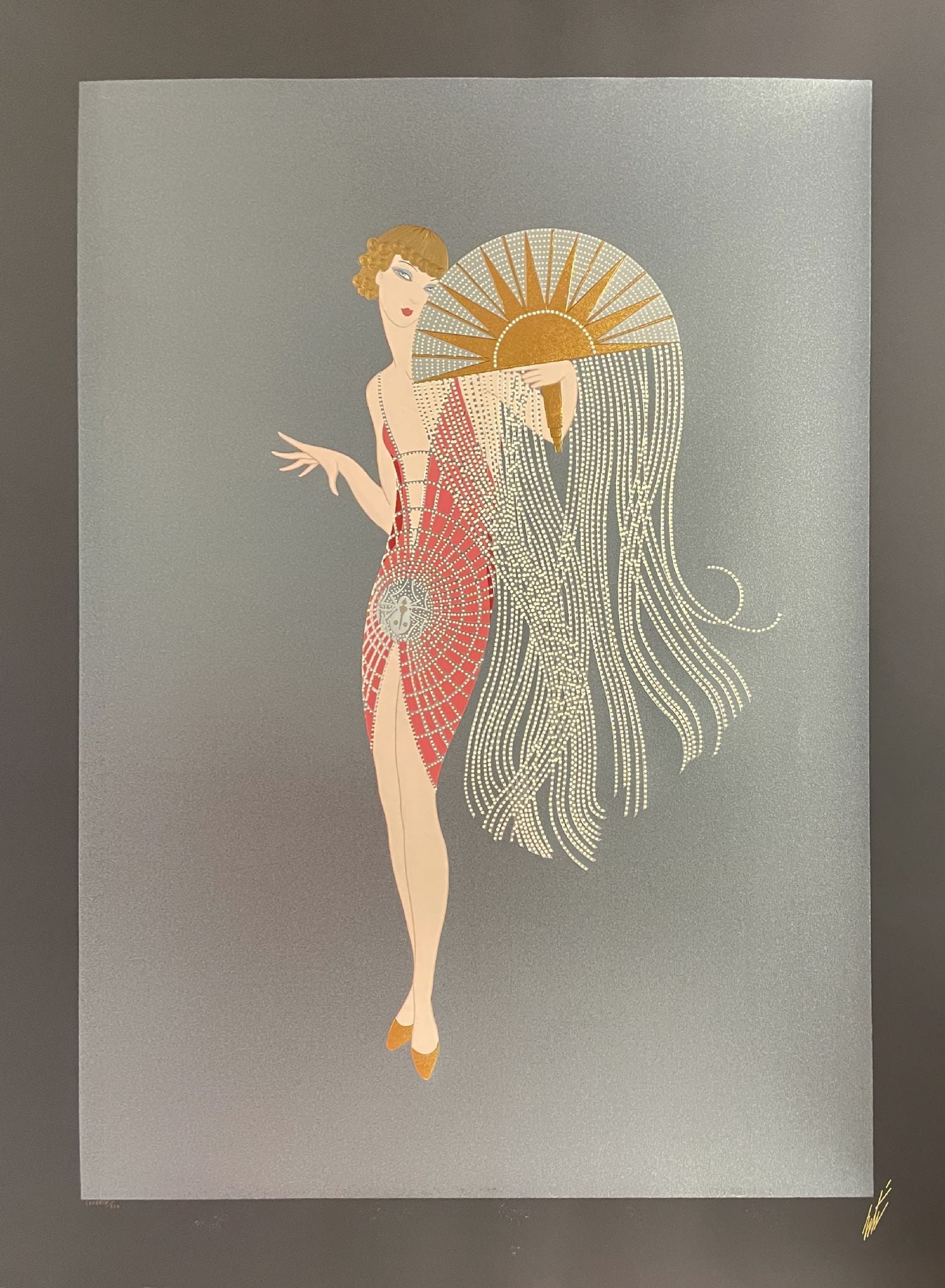 Erte - Flapper: Artist: Erte Title: Flapper Year: 1991 Dimensions: 41 x 28 in. Edition: From the rare limited edition of 300 Publisher: Chalk & Vermilion Medium: Original serigraph in colors on paper Condition: