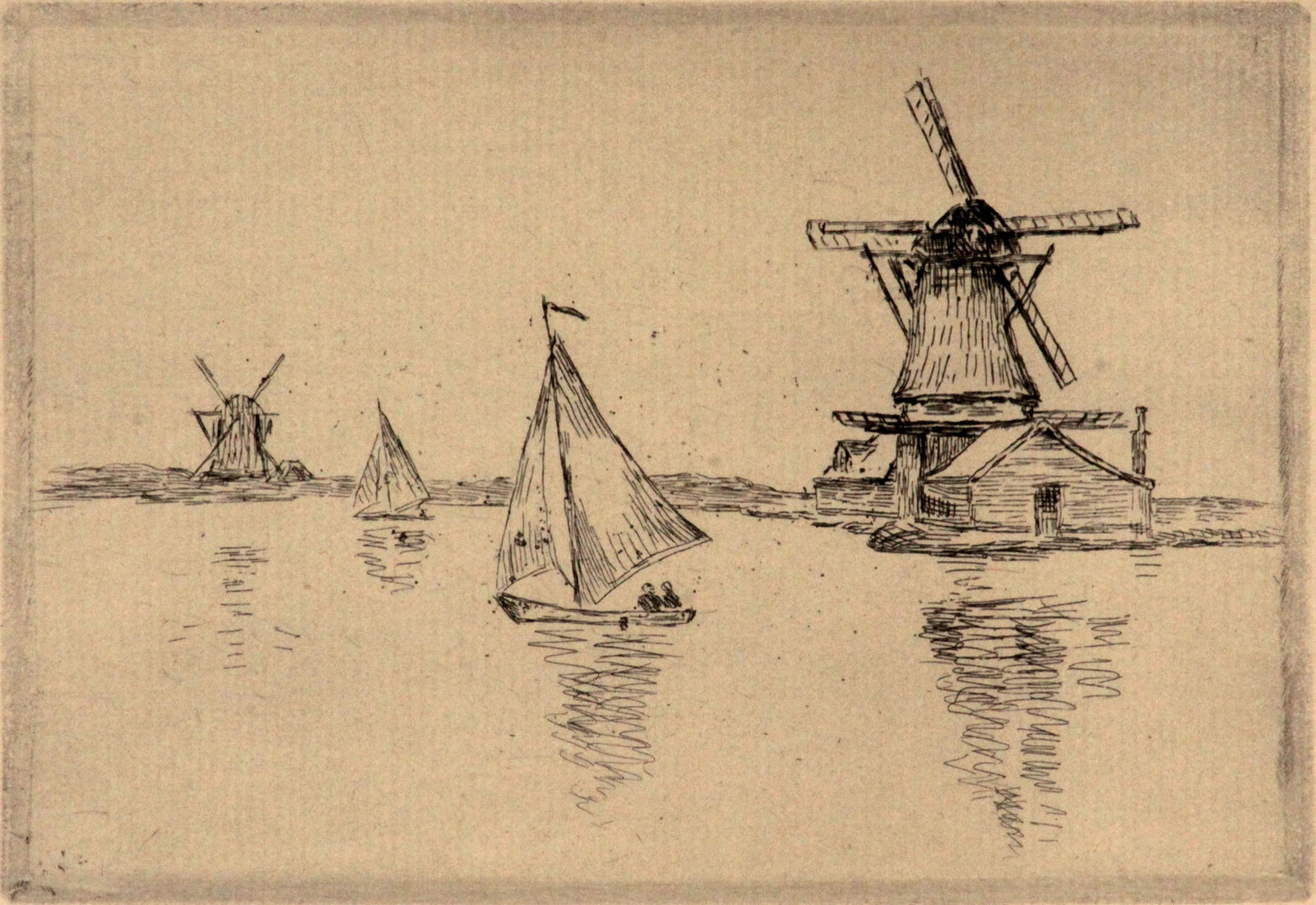 Armand Guillaumin - Les Moulins a Vent Sur Le Canal en Hollande: Artist: Armand Guillaumin Title: Les Moulins a Vent Sur Le Canal en Hollande Year: 1922 Dimensions: 7in. by 10 1/3in. Edition: From the rare limited edition Medium: Original etching on paper< with