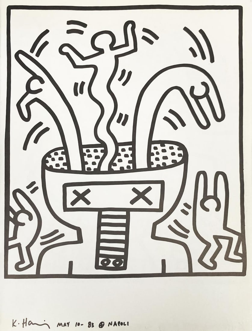 Keith Haring - Untitled V: Artist: Keith Haring Title: Untitled V Year: 1983 Dimensions: 12.5in. by 9.5in. Edition: From the rare limited edition Publisher: La Galerie de Poche