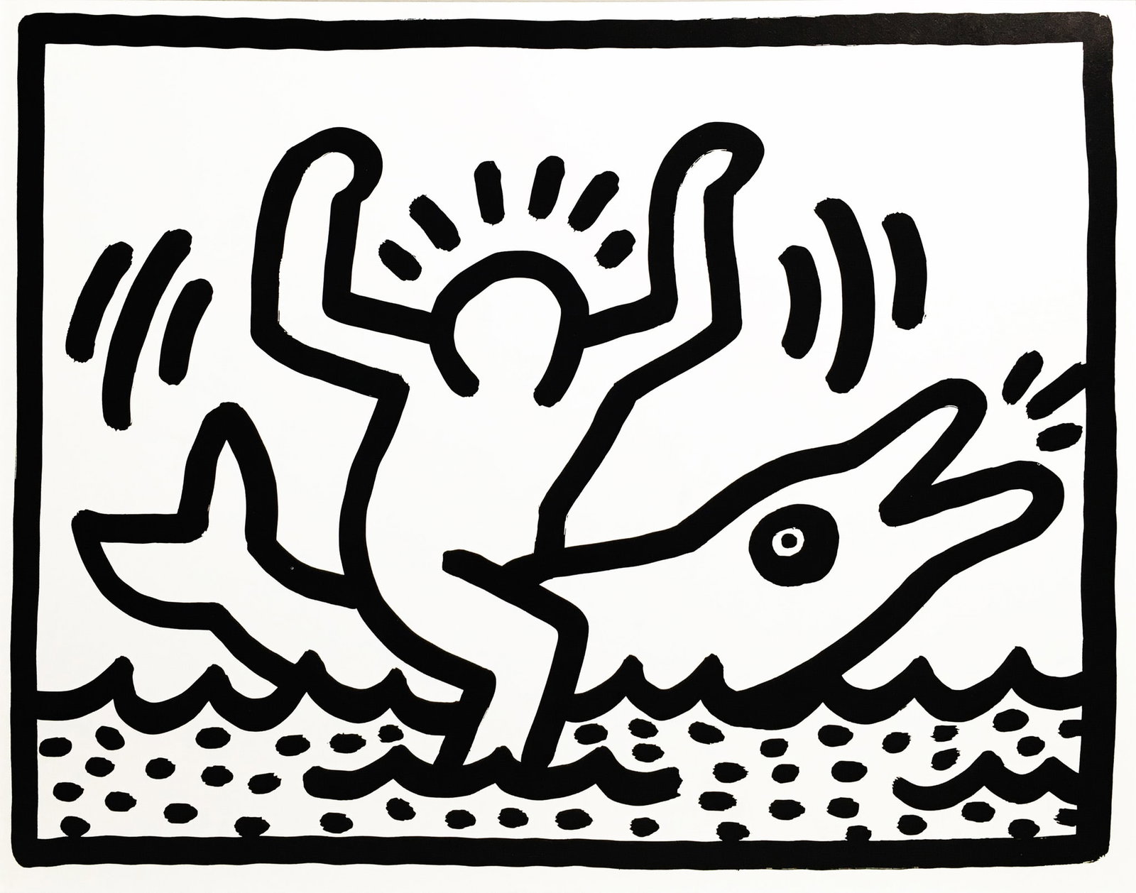 Keith Haring - May II: Artist: Keith Haring Title: May II Year: 1989-1990 Dimensions: 12 x 14 in. Edition: From the Rare Limited Edition Publisher: Pop Shop Suite: Color It Yourself Keith Haring Calender Medium: Offset