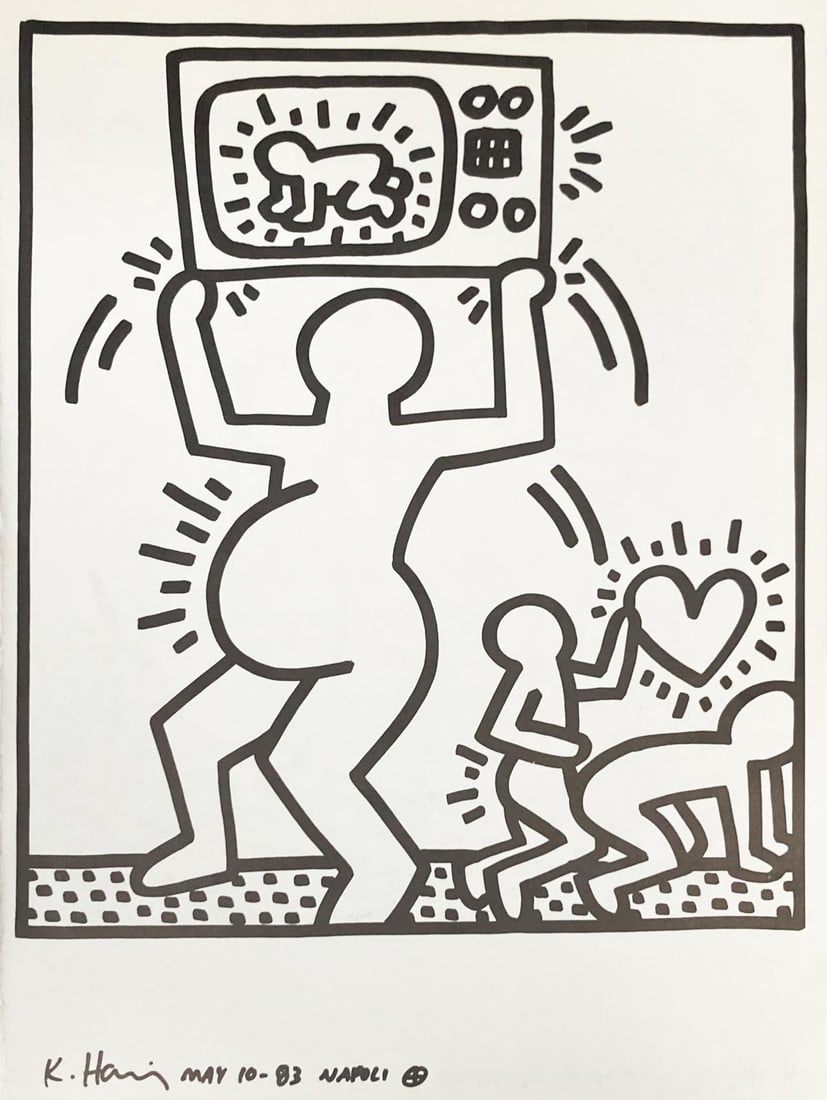 Keith Haring - Untitled I: Artist: Keith Haring Title: Untitled I Year: 1983 Dimensions: 12.5in. by 9.5in. Edition: From the rare limited edition Publisher: La Galerie de Poche Suite: Une Explosition du 15th Januier 1990