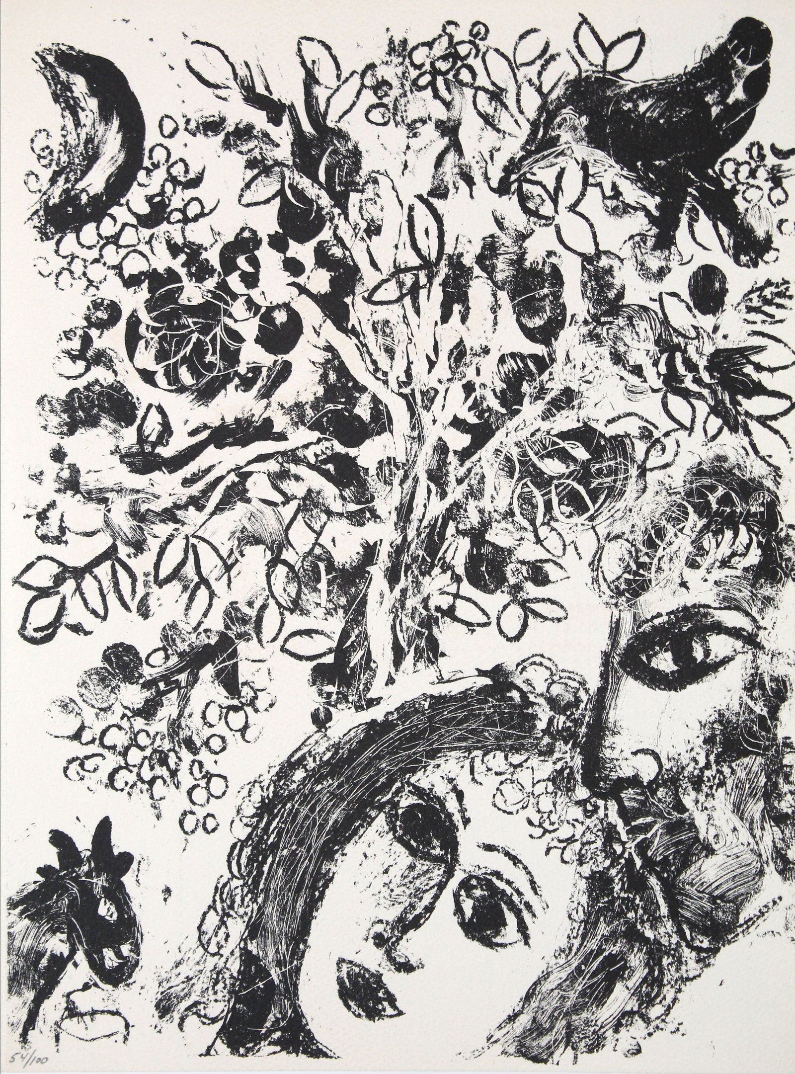 Marc Chagall - Couple Beside Tree: Artist: Marc Chagall Title: Couple Beside Tree Year: 1960 Dimensions: 12 1/2 x 9 1/2 in. Edition: 3 from the limited edition of 100 Publisher: Andre Sauret, Monte Carlo Suite: The Lithographs of