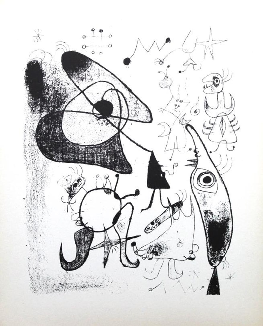 Joan Miro - Lithograph XXXVIII: Artist: Joan Miro Title: Lithograph XLVIII Year: 1947 Dimensions: 11in. by 8.5in. Edition: from rare edition of 1500 Publisher: Curt Valentin Medium: