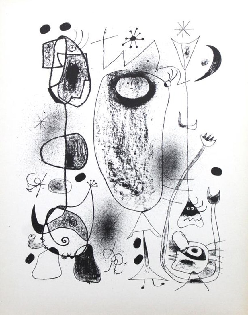 Joan Miro - Lithograph XXVIII: Artist: Joan Miro Title: Lithograph XLVIII Year: 1947 Dimensions: 11in. by 8.5in. Edition: from rare edition of 1500 Publisher: Curt Valentin Medium: Lithograph Notes: Portfolio The Prints of Miro?