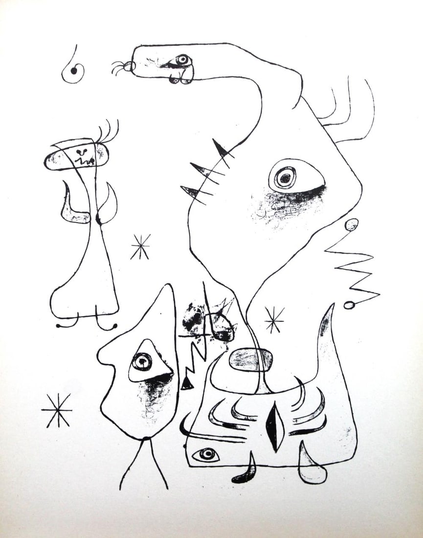 Joan Miro - Lithograph XVI: Artist: Joan Miro Title: Lithograph XLVIII Year: 1947 Dimensions: 11in. by 8.5in. Edition: from rare edition of 1500 Publisher: Curt Valentin Medium: Lithograph Notes: Portfolio The Prints of Miro?