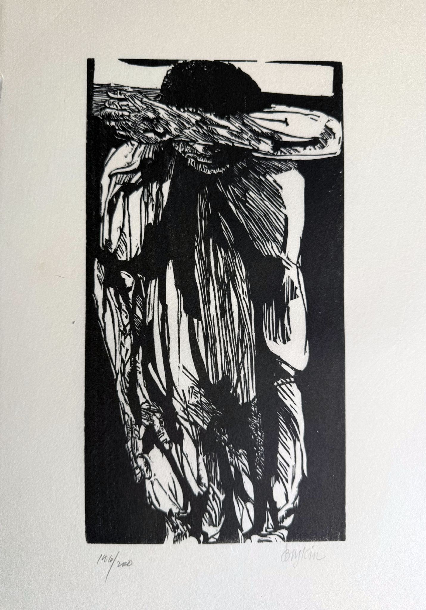 Leonard Baskin - Untitled Woodblock from ""Othello"" 1973: Artist: Leonard Baskin Title: Untitled Woodblock from ""Othello"" 1973 Year: 1973 Dimensions: 12 1/2 x 19 1/2 in. Edition: From the limited edition of 200 Medium: Original etching on paper Condition: