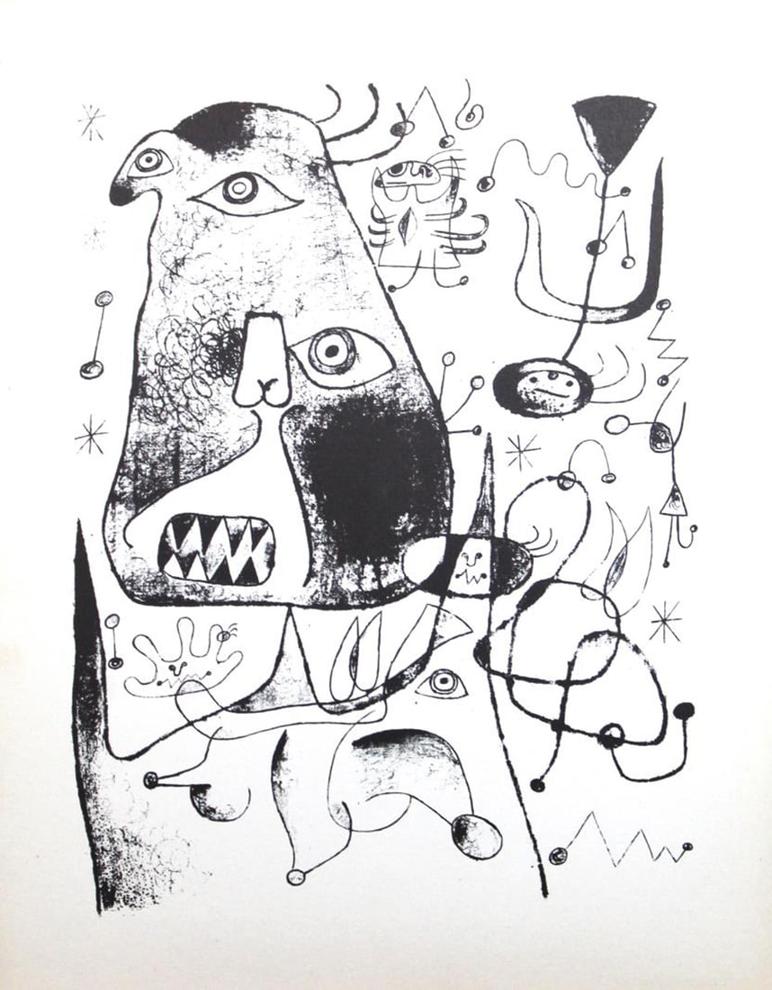 Joan Miro - Lithograph XI: Artist: Joan Miro Title: Lithograph XLVIII Year: 1947 Dimensions: 11in. by 8.5in. Edition: from rare edition of 1500 Publisher: Curt Valentin Medium: Lithograph Notes: Portfolio The Prints of Miro?