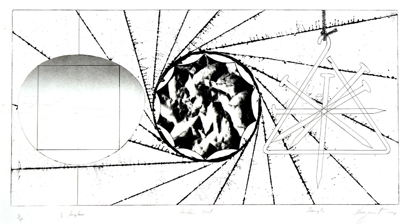 James Rosenquist - 1/2 Sunglass, Landing Net, Triangle: Artist: James Rosenquist Title: 1/2 Sunglass, Landing Net, Triangle Year: 1974 Dimensions: 28 1/8 x 40 1/2 in. Edition: From the Limited edition of 80 Publisher: