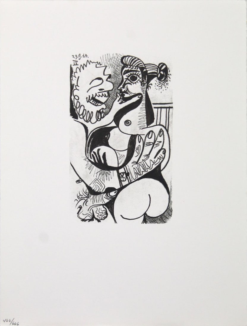 Pablo Picasso (After)- Untitled (29.9.64 IV): Artist: Pablo Picasso (After) Title: Untitled (29.9.64 IV) Year: 1970 Dimensions: 13in. by 10in. Edition: From the rare limited edition of 666 Publisher: Harry