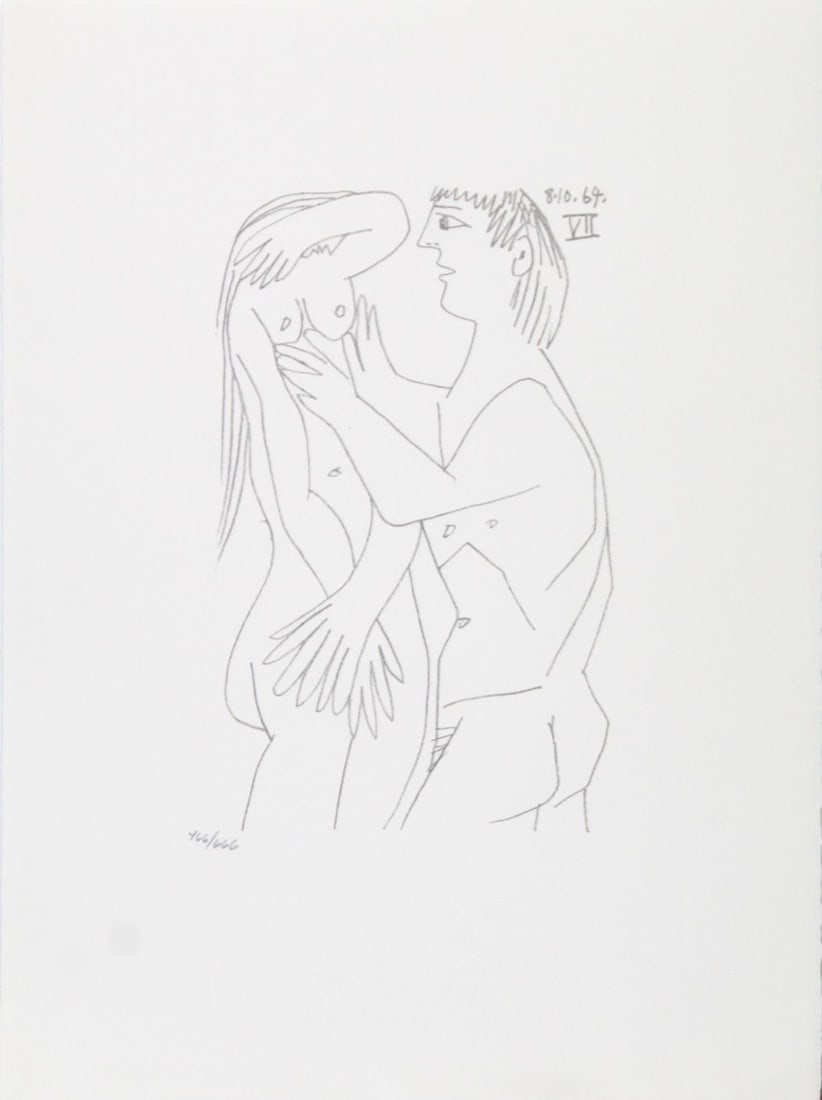 Pablo Picasso (After)- Untitled (8.10.64 VII): Artist: Pablo Picasso (After) Title: Untitled (8.10.64 VII) Year: 1970 Dimensions: 13in. by 10in. Edition: From the rare limited edition of 666 Publisher: Harry