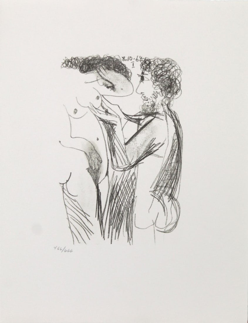Pablo Picasso (After)- Untitled (8.10.64 I): Artist: Pablo Picasso (After) Title: Untitled (8.10.64 I) Year: 1970 Dimensions: 13in. by 10in. Edition: From the rare limited edition of 666 Publisher: Harry N