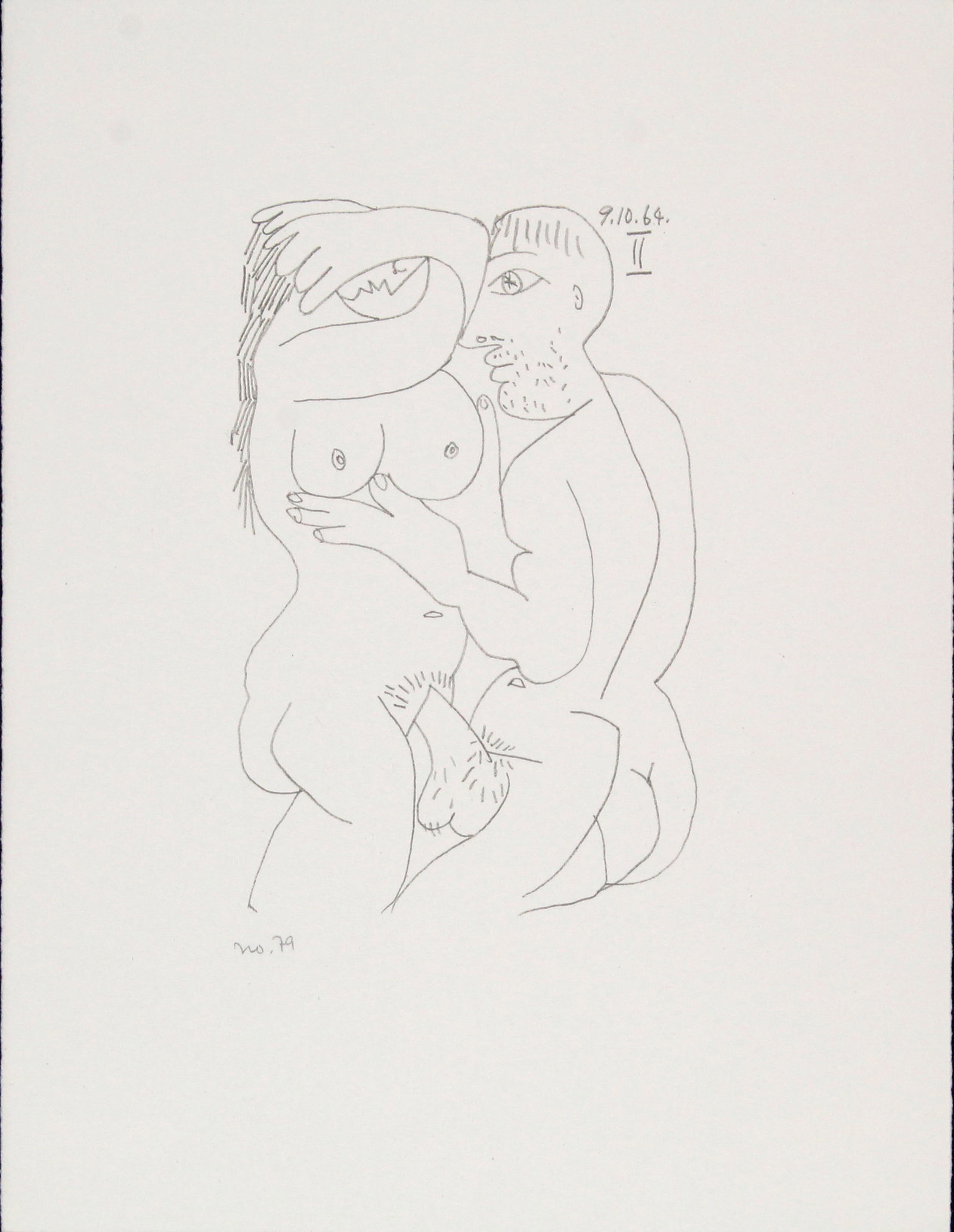 Pablo Picasso (After)- Untitled (8.10.64.XVI): Artist: Pablo Picasso (After) Title: Untitled (8.10.64.XVI) Year: 1970 Dimensions: 13in. by 10in. Edition: From the rare limited edition Publisher: Harry N. Abr