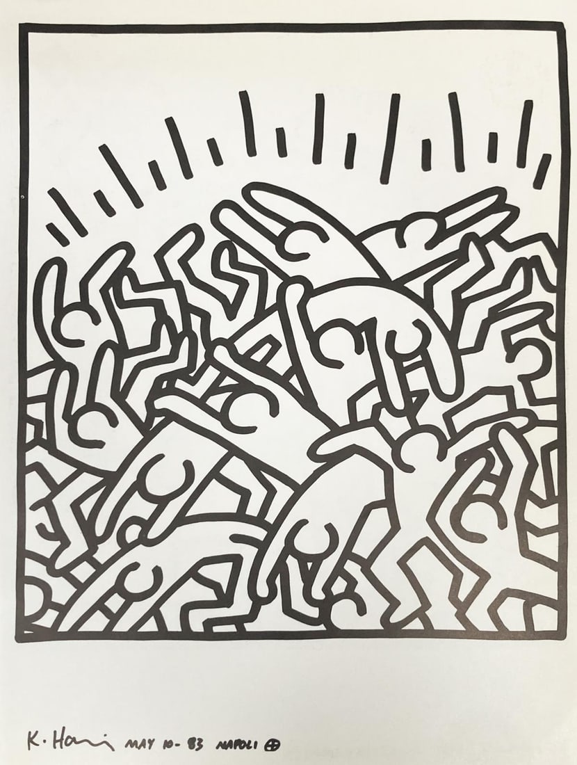 Keith Haring - Untitled XXVII: Artist: Keith Haring Title: Untitled XXVII Year: 1983 Dimensions: 12.5in. by 9.5in. Edition: From the rare limited edition Publisher: La Galerie de Poche Suite: Une Explosition du 15th Januier 1990