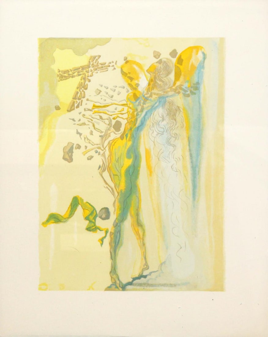 Salvador Dali - The Apparition of Dante's: Artist: Salvador Dali Title: The Apparition of Dante's Great-Great-Grandfather Year: 1964 Dimensions: 13in. by 10.25in. Edition: A unique and original work of art Publisher: Les Heures Claires Suite:
