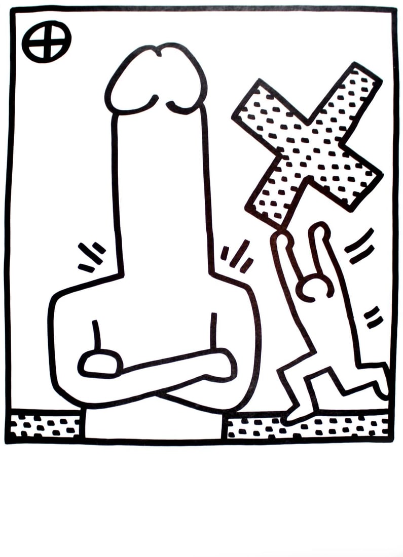 Keith Haring - Cross-Armed Cock (from Lucio Amelio: Artist: Keith Haring Title: Cross-Armed Cock (from Lucio Amelio Suite) Year: 1983 Dimensions: 18.5in. by 13in. Edition: From the rare limited edition of 300 Publisher: Galerie Lucio Amelio Naples