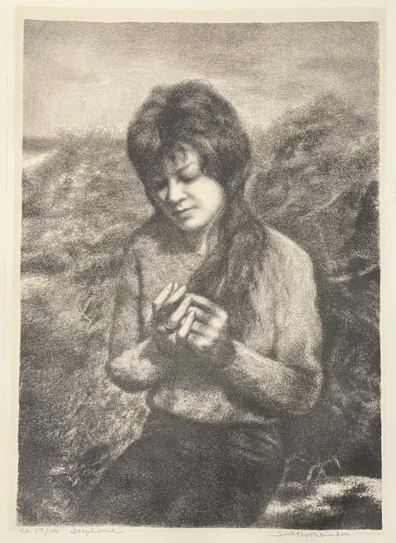Jack Bookbinder - Stephanie: Artist: Jack Bookbinder Title: Stephanie Year: c. 1911-1990 Dimensions: 18in. by 12 7/8in. Edition: Numbered from the rare limited edition of 100 Medium: Original lithograph on paper Condition: