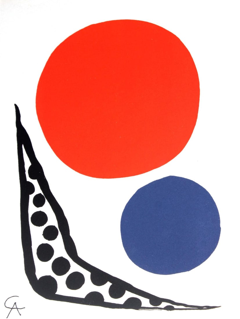 Alexander Calder - Composition: Artist: Alexander Calder Title: Composition Year: 1964 Dimensions: 7.5in. by 10in. Edition: From the rare limited edition Publisher: Fernand Mourlot and Jean Adhemar Paris Suite: Prints from the