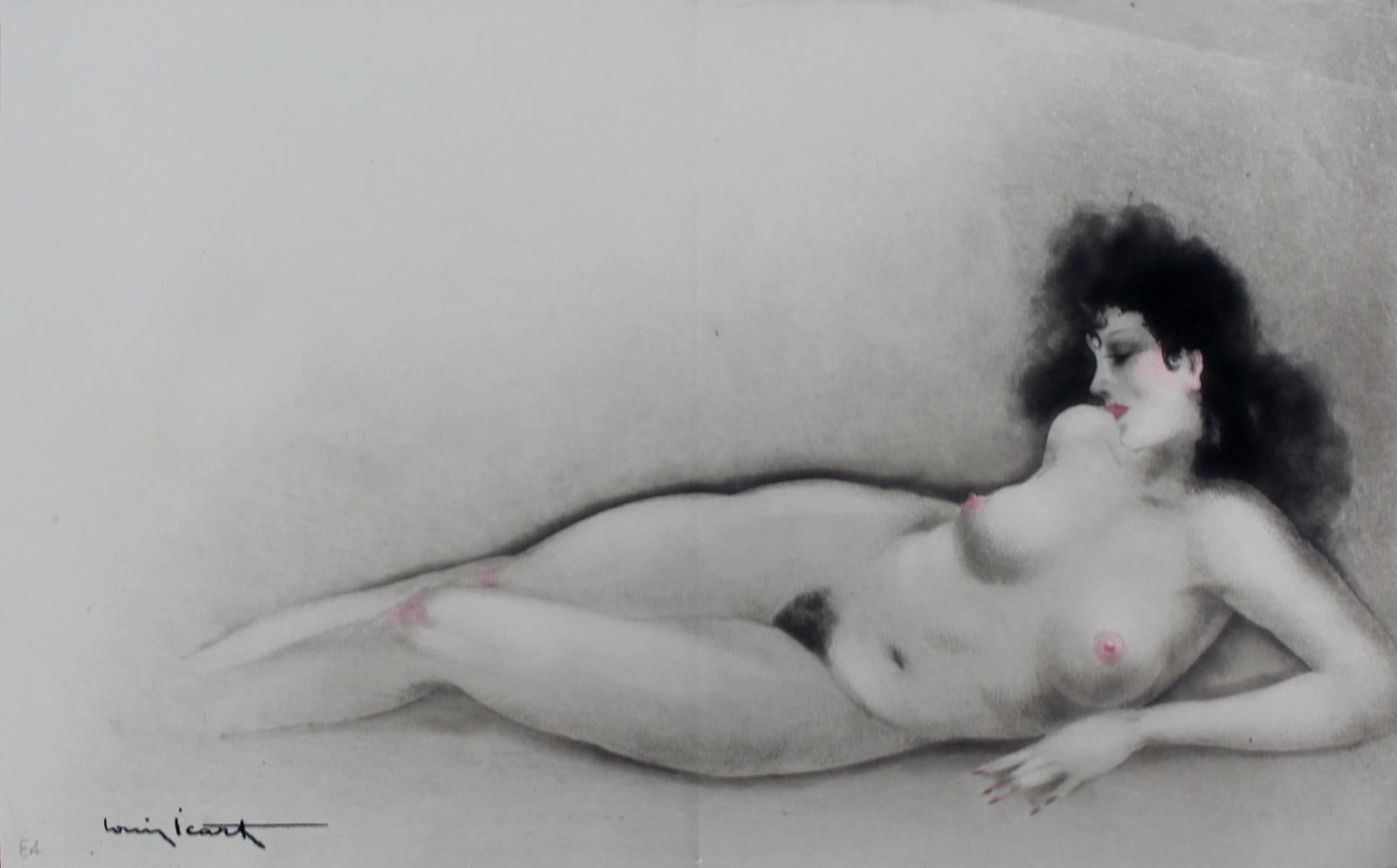 Louis Icart - Visible Veins: Artist: Louis Icart Title: Visible Veins Year: 1945 Dimensions: 17 1/2in. by 10 1/2in. Edition: From the rare limited edition of 190 Suite: La Vie Des Seins Medium: Original gravure etching on paper