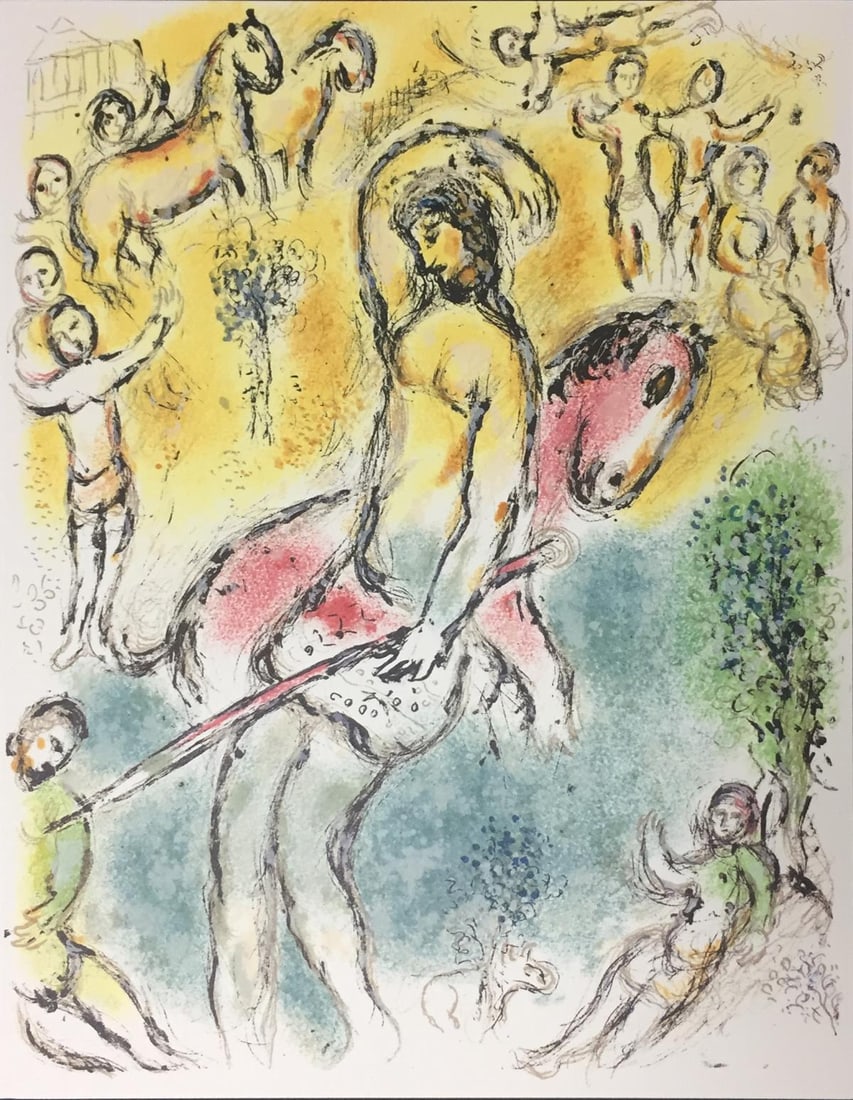 Marc Chagall - I Am Odysseus (After): Artist: Marc Chagall Title: I Am Odysseus Year: 1989 Dimensions: 11 5/8in. by 14 3/4in. Edition: From the Rare Limited Edition of 2500 Publisher: Daco-Verlag Gunter Blase Stuttgart Suite: Die Odyssee