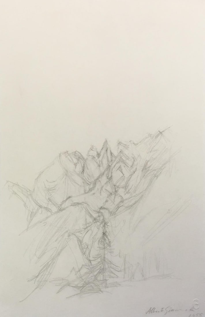 Alberto Giacometti - Paesaggio: Artist: Alberto Giacometti Title: Paesaggio Year: 1959 Dimensions: 17 3/4in. by 22in. Edition: From the rare limited edition of 1245 Publisher: Giulio Einaudi Turin Suite: Quarantacinque disegni di