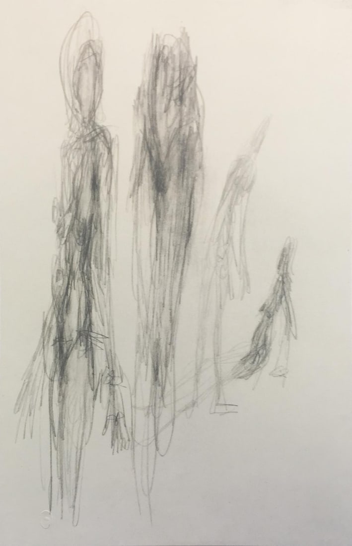 Alberto Giacometti - Figure: Artist: Alberto Giacometti Title: Figure Year: 1959 Dimensions: 17 3/4in. by 22in. Edition: From the rare limited edition of 1245 Publisher: Giulio Einaudi Turin Suite: Quarantacinque disegni di