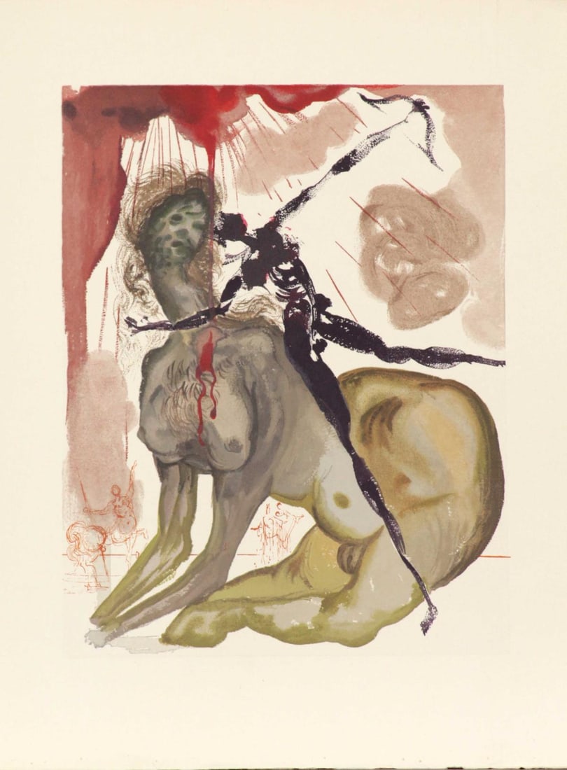 Salvador Dali - Les Amateurs: Artist: Salvador Dali Title: Les Amateurs Year: 1964 Dimensions: 13in. by 10in. Edition: A unique and original work of art Publisher: Les Heures Claires Paris Suite: Inferno Canto The Divine Comedy