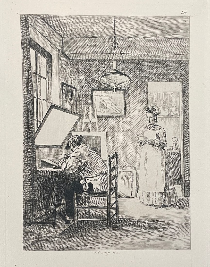 Francois Bonvin - Le Graveur: Artist: Francois Bonvin Title: Le Graveur Year: 1873 Dimensions: 11 3/4in. by 8in. Edition: From the rare limited edition Medium: Original engraving on paper
