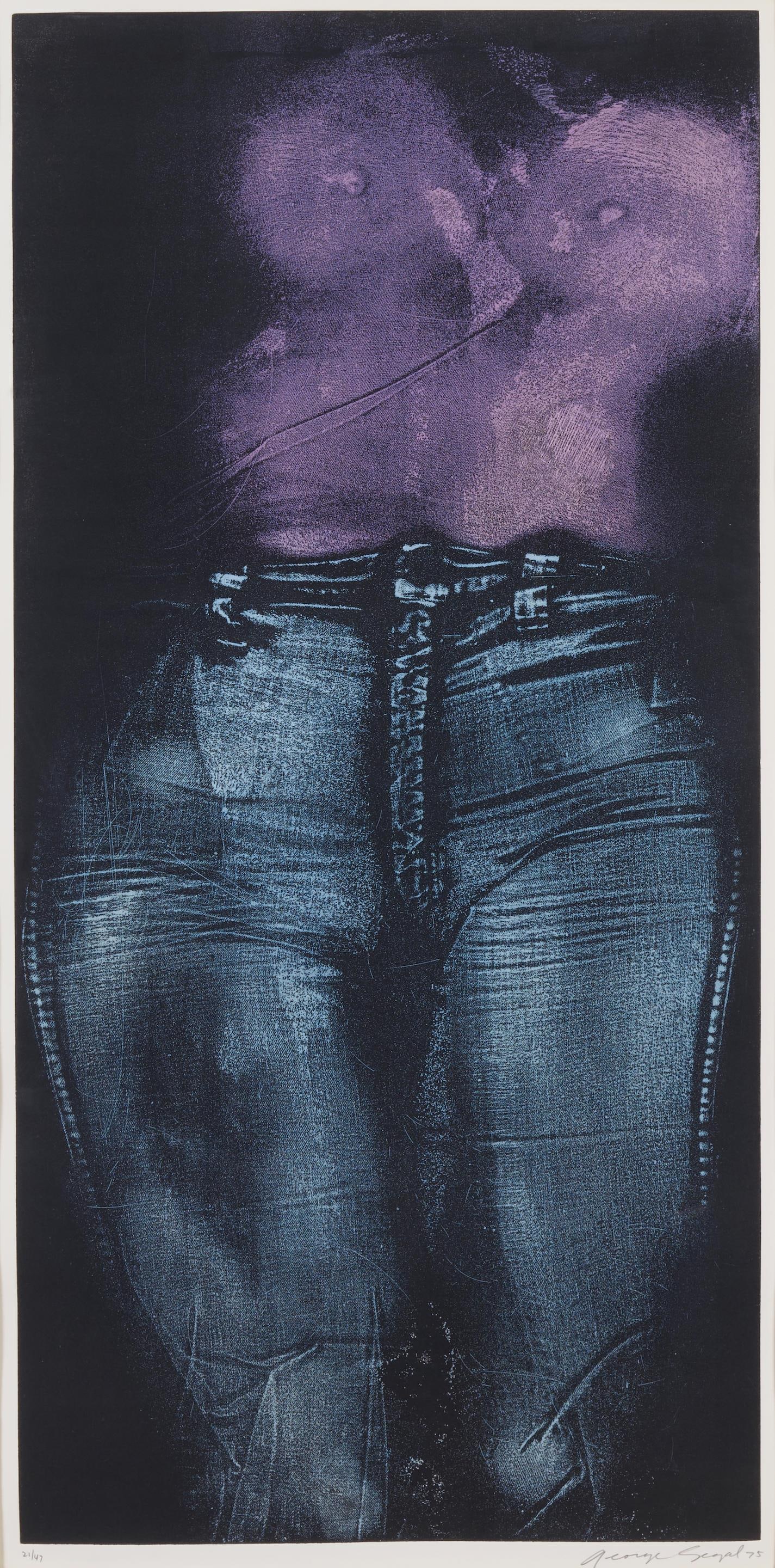 George Segal - Girl in Violet Shirt Front View: Artist: George Segal Title: Girl in Violet Shirt Front View Year: 1975 Dimensions: 43 1/2in. by 21 3/8in. Edition: Numbered from the rare limited edition of 47 Publ