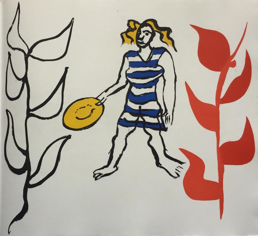 Alexander Calder - Untitled (Holding A Dish): Artist: Alexander Calder Title: Untitled (Holding A Dish) Year: 1976 Dimensions: 16 1/4in. by 17 3/4in. Edition: From the Rare Limited Edition of 200 Publisher: Maeght Suite: Le Sacrilege d'Alan Kent