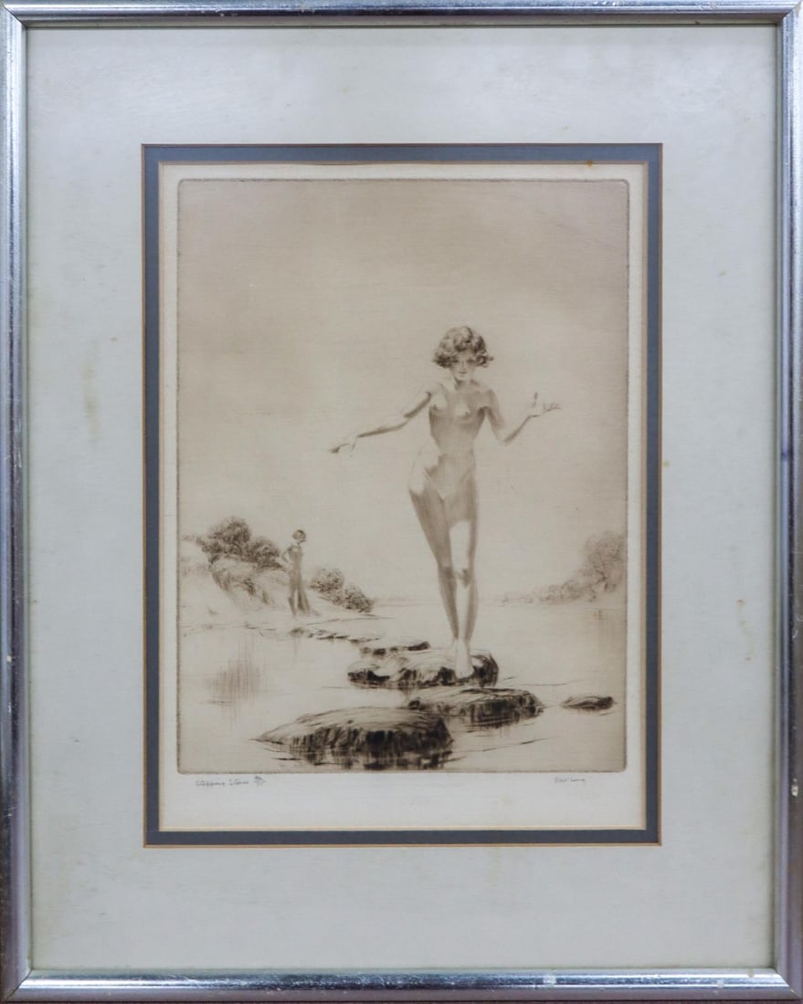 Unknown - Skipping Stones: Artist: Unknown Title: Skipping Stones Dimensions: 14in. by 24in. Edition: From the rare and limited edition of 75 Medium: Lithograph on paper Condition: Excellent Signature Details: Hand signed by