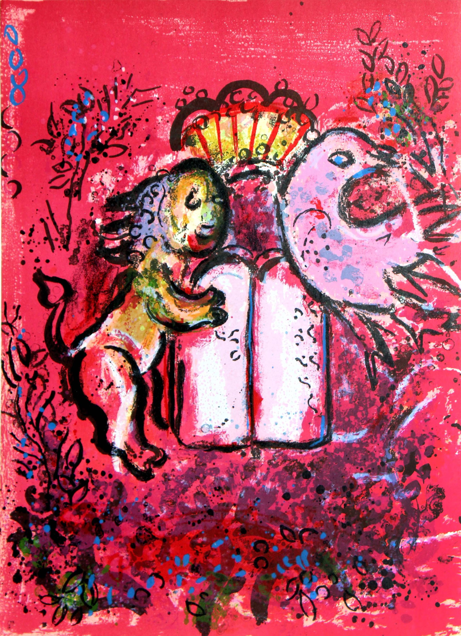 Marc Chagall - Untitled from "Vitreau pour Jerusalem": Artist: Marc Chagall Title: Untitled from "Vitreau pour Jerusalem" Year: 1962 Dimensions: 12.5in. by 9.5in. Edition: From the Rare Limited Edition Medium: Offset lithograph on paper Condition: