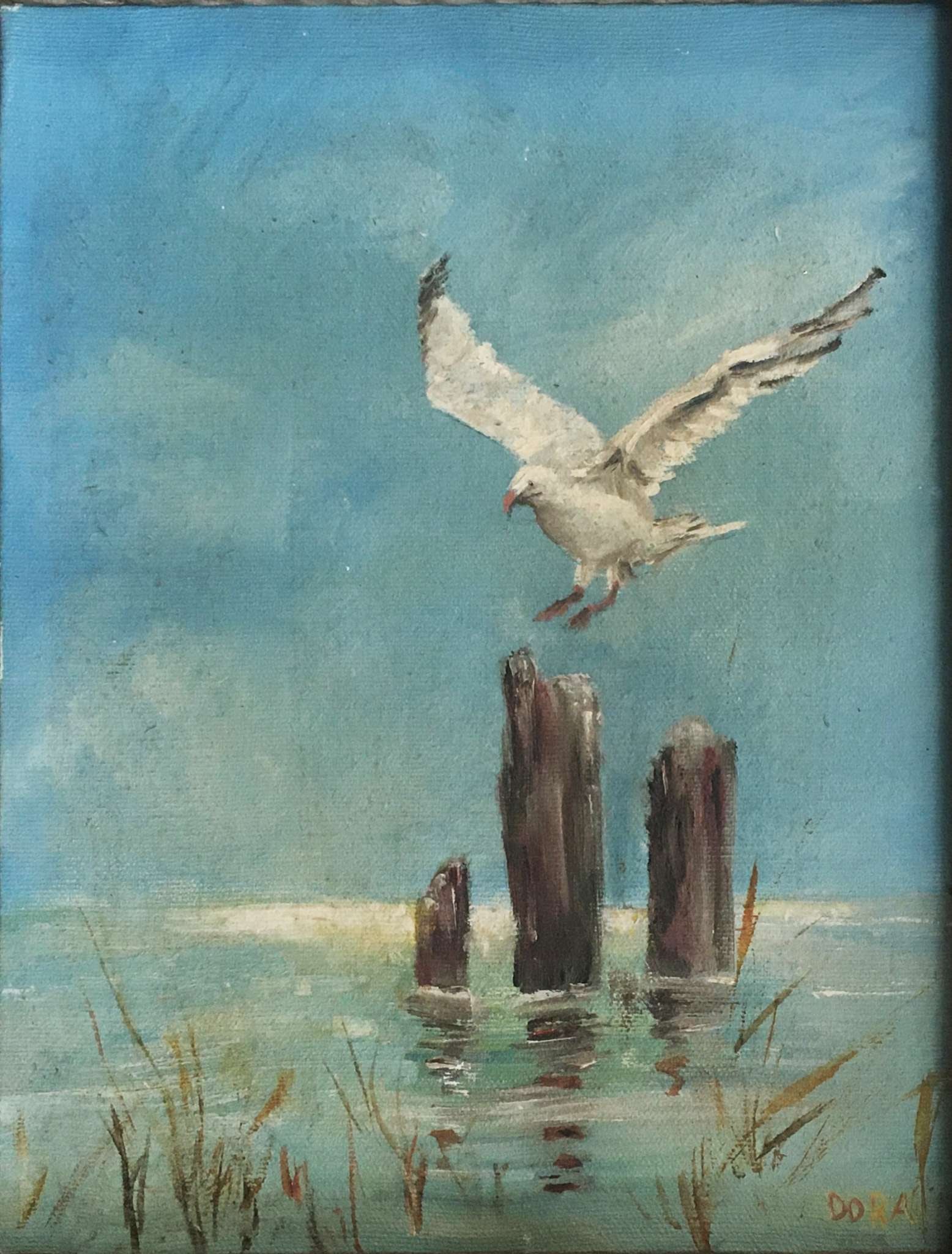 Dora - Seagull: Artist: Dora Title: Seagull Year: 1974 Dimensions: 10 x 8 in. Edition: Unique One of a Kind Artwork Medium: Original Oil on Canvas Condition: Excellent Signature Details: Hand-signed Comes with