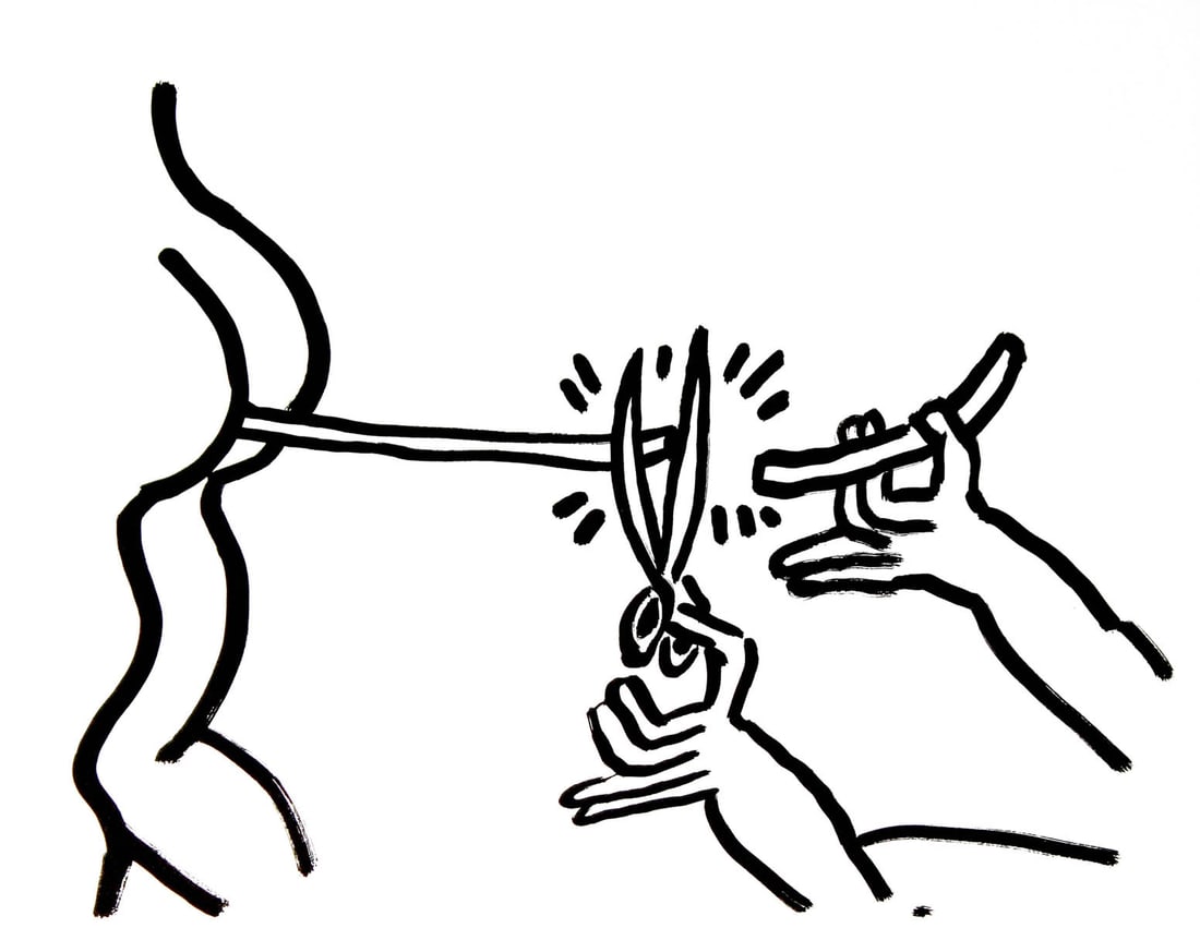 Keith Haring - Fault Lines: Artist: Keith Haring Title: Fault Lines Year: 1986 Dimensions: 8.7in. by 11.2in. Edition: From the rare limited edition of 200 Publisher: Edition Schellmann & Kluser Munich Suite: Fault Lines Medium: