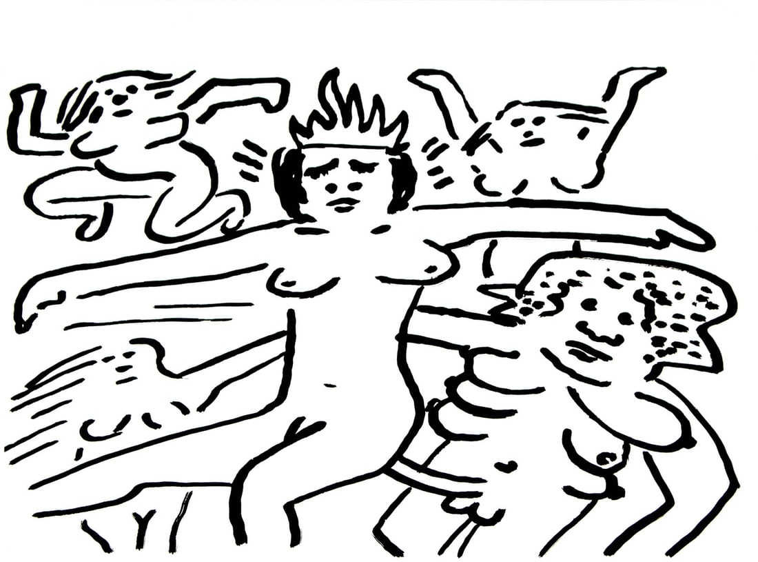 Keith Haring - Fault Lines: Artist: Keith Haring Title: Fault Lines Year: 1986 Dimensions: 8.7in. by 11.2in. Edition: From the rare limited edition of 200 Publisher: Edition Schellmann & Kluser Munich Suite: Fault Lines Medium: