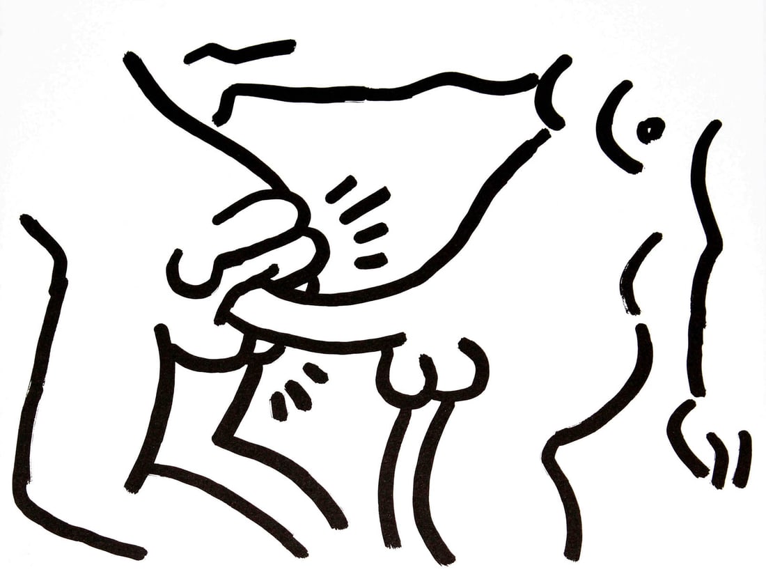 Keith Haring - Fault Lines: Artist: Keith Haring Title: Fault Lines Year: 1986 Dimensions: 8.7in. by 11.2in. Edition: From the rare limited edition of 200 Publisher: Edition Schellmann & Kluser