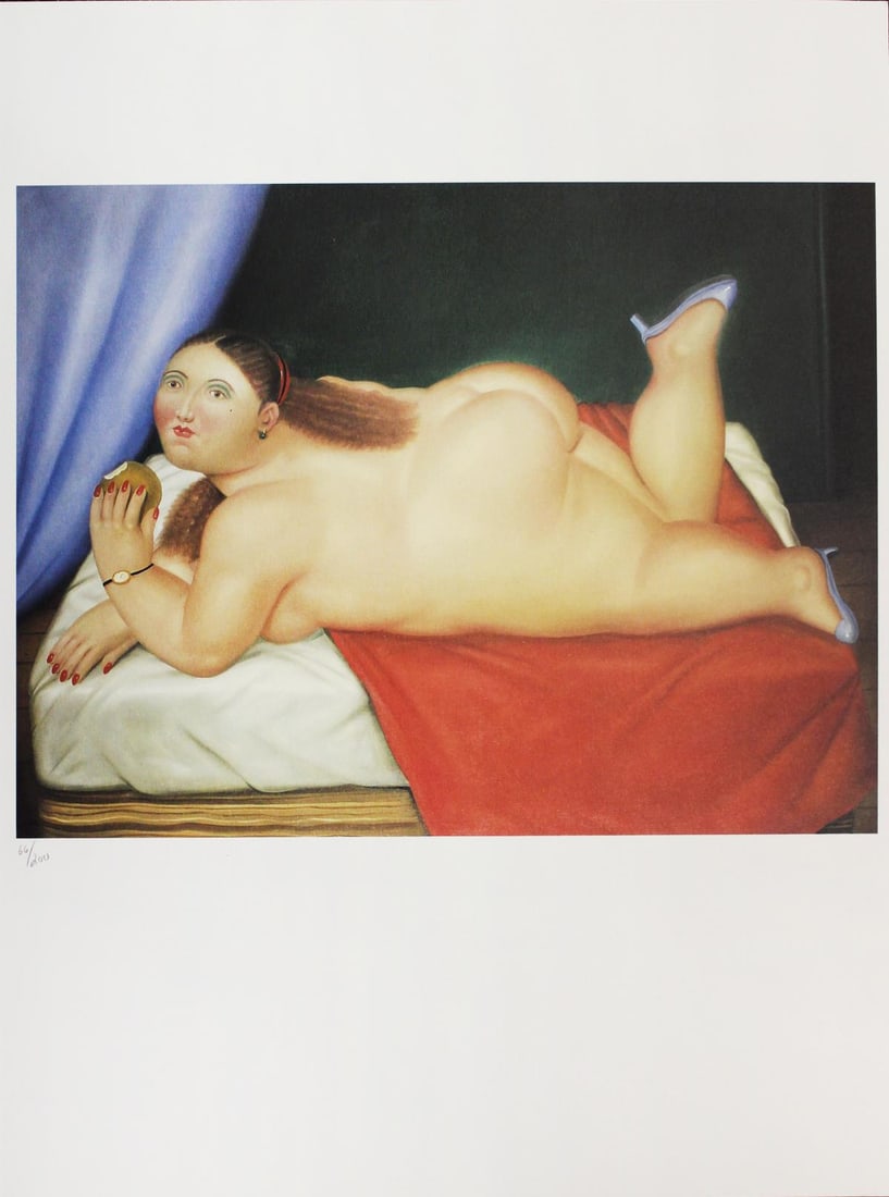 Fernando Botero (after) - Columbian Lady Eating an: Artist: Fernando Botero (after) Title: Columbian Lady Eating an Apple Year: 1983 Dimensions: 16in. by 12in. Edition: 66 from the limited edition of 200 Publisher: Harry N. Abrams Inc. New York Suite: