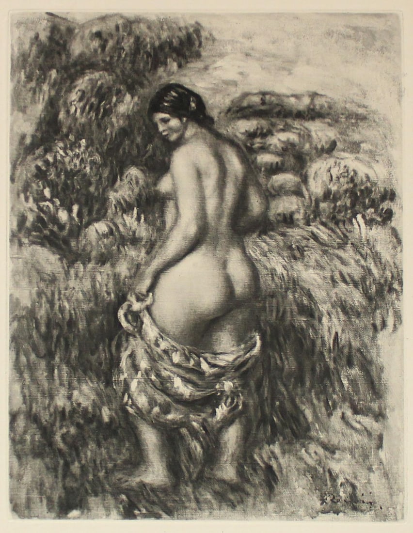Pierre-Auguste Renoir - Baigneuse (After): Artist: Pierre-Auguste Renoir Title: Baigneuse Year: 1919 Dimensions: 11in. by 9in. Edition: From the rare limited edition of 525 Publisher: Ambroise Vollard ; Paris. Suite: La Vie et L Oeuvre de