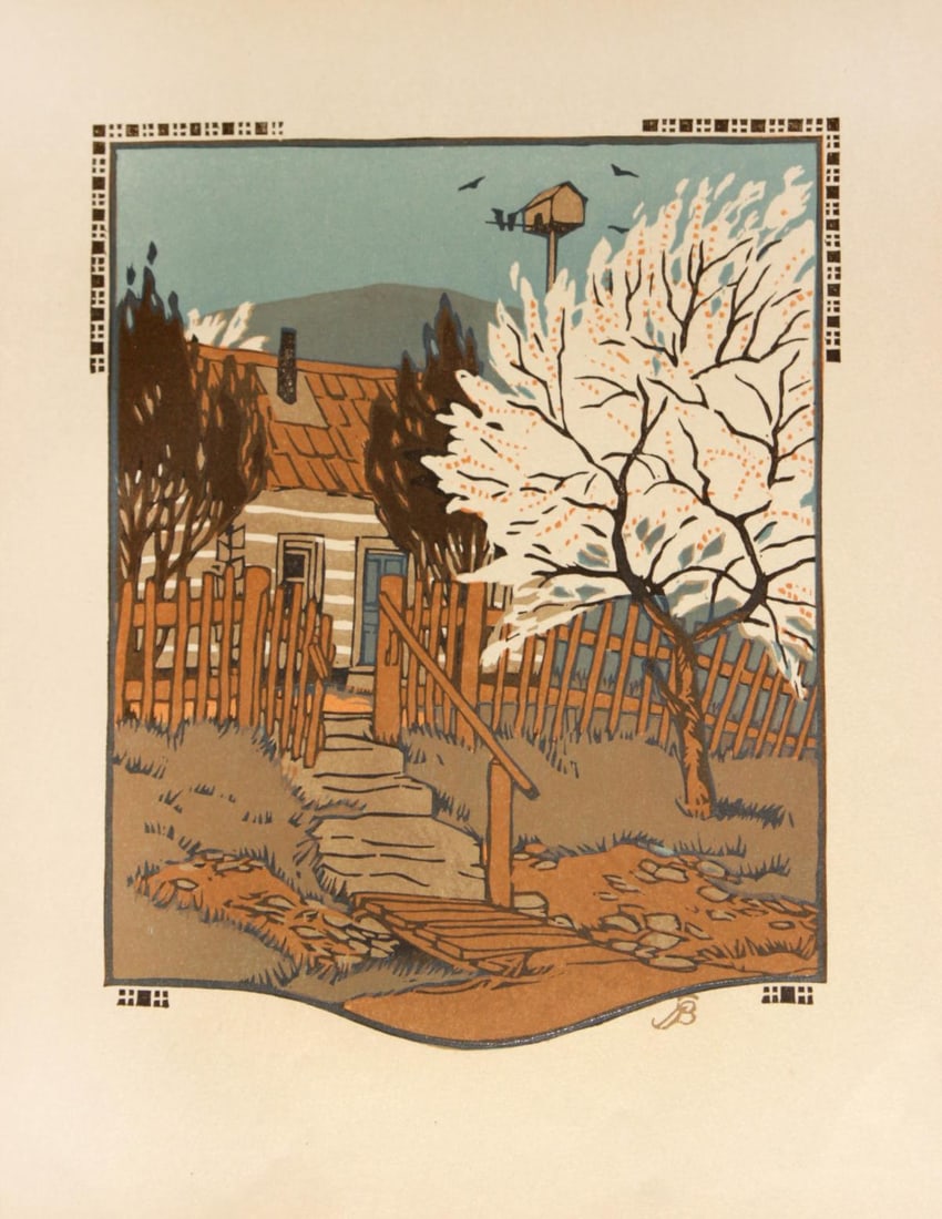 Gustave Baumann - April: Artist: Gustave Baumann Title: April Year: 1912 Dimensions: 10in. by 8.5in. Edition: From the rare limited edition Publisher: The Bobbs Merrill Company Indianap