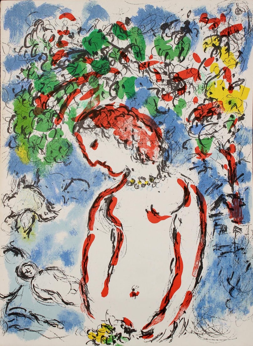 Marc Chagall - Spring Day: Artist: Marc Chagall Title: Spring Day Year: 1972 Dimensions: 15in. by 11in. Edition: From the rare limited edition Suite: Derriere le Miroir #198 Medium: Original color lithograph on paper