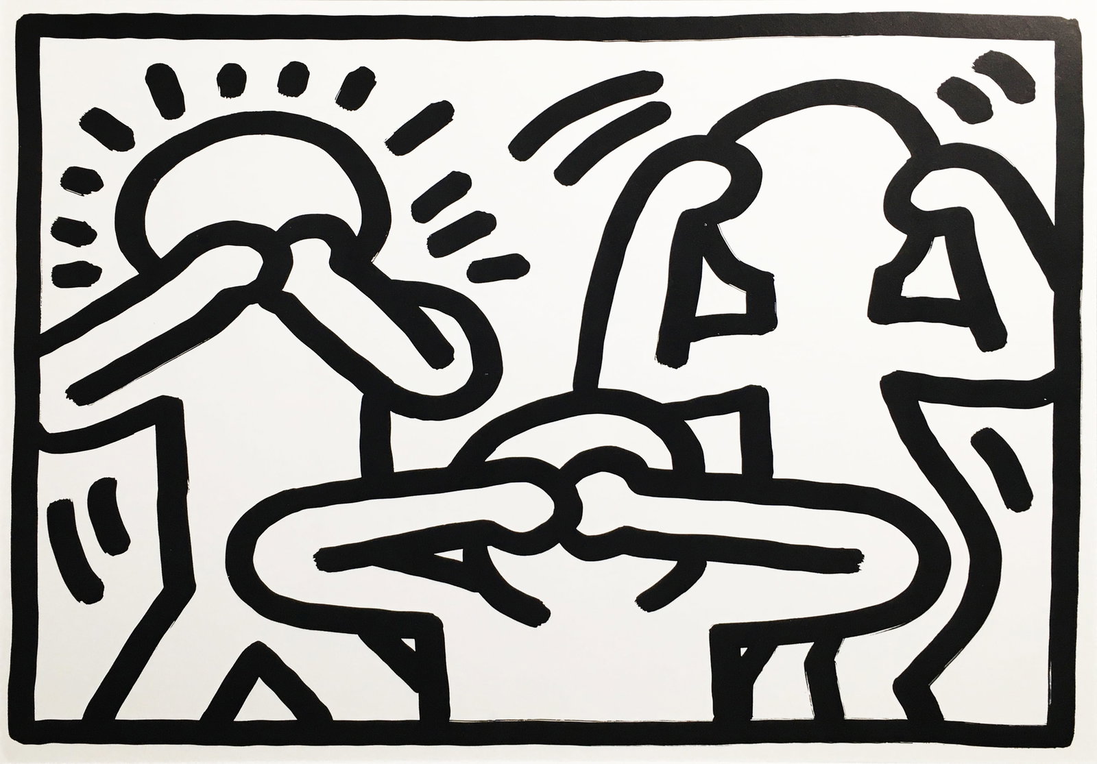 Keith Haring - September II: Artist: Keith Haring Title: September II Year: 1989-1990 Dimensions: 12 x 14 in. Edition: From the Rare Limited Edition Publisher: Pop Shop Suite: Color It Yourself Keith Haring Calender Medium: