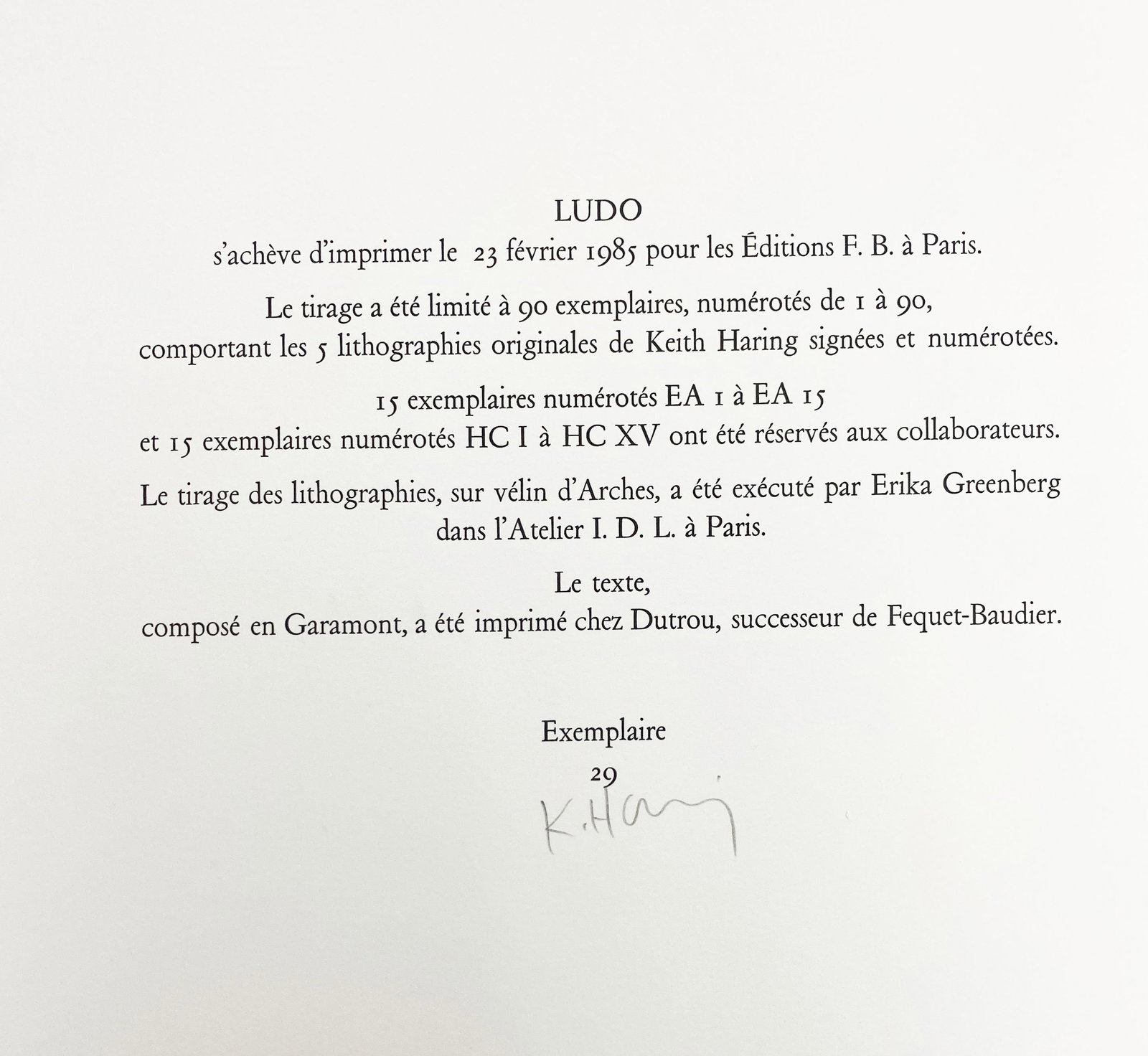 Keith Haring - Ludo 5 Original Lithographs Cover Sheet (1 of 2)